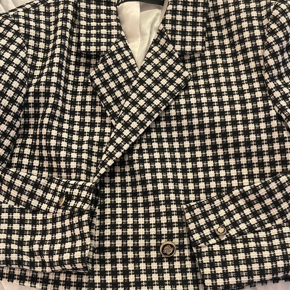 Zara Monochrome Houndstooth Jacket - Picture 3 of 4